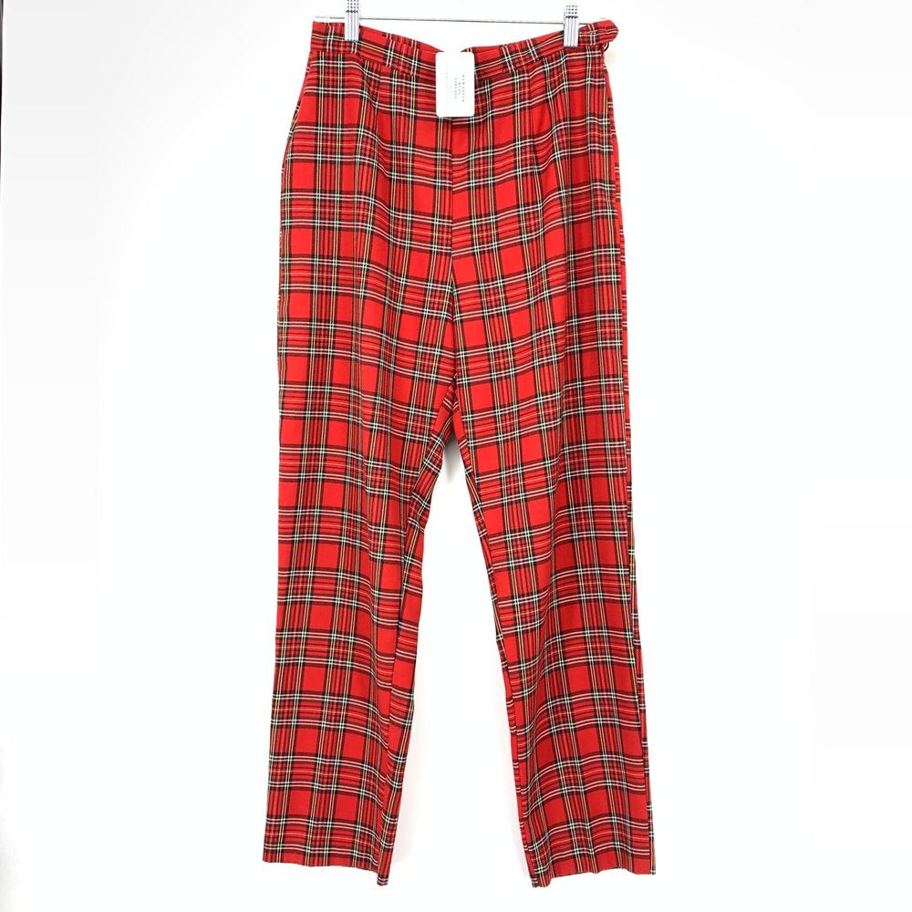 Vintage 90s XOXO Side Zip High Rise Straight Leg Pants Womens Sz 28" Red Plaid